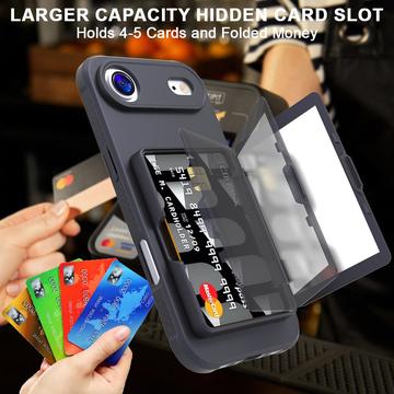 iPhone Air Hybrid Cover med Spejl og Kortholder - Sort