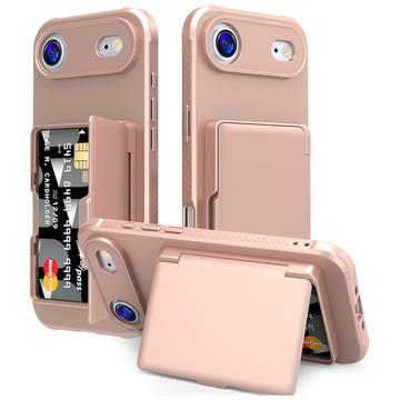 iPhone Air Hybrid Cover med Spejl og Kortholder - Pink