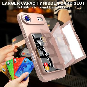 iPhone Air Hybrid Cover med Spejl og Kortholder - Pink