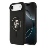 iPhone Air Karl Lagerfeld Karl and Choupette MagSafe Cover i flydende silikone - Sort