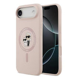 iPhone Air Karl Lagerfeld Karl and Choupette MagSafe Cover i flydende silikone - Pink