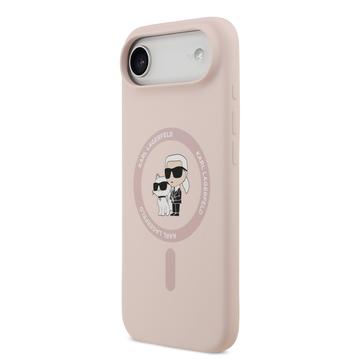 iPhone Air Karl Lagerfeld Karl and Choupette MagSafe Cover i flydende silikone - Pink