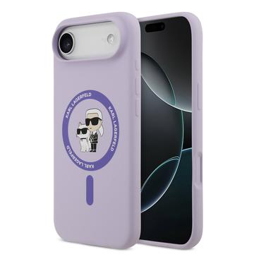 iPhone Air Karl Lagerfeld Karl and Choupette MagSafe Cover i flydende silikone - Lilla