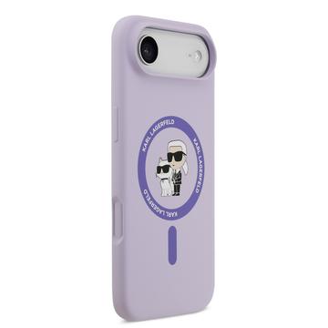 iPhone Air Karl Lagerfeld Karl and Choupette MagSafe Cover i flydende silikone - Lilla