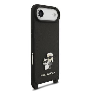 iPhone Air Karl Lagerfeld Saffiano Crossbody Metal Karl & Choupette Cover - Sort