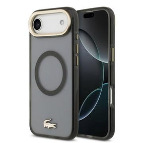 iPhone Air Lacoste Frosted Finish Gold Logo Hybrid Cover - MagSafe-kompatibel - Sort
