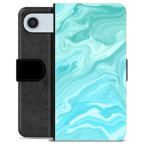 iPhone Air Premium Flip Cover med Pung - Blå Marmor