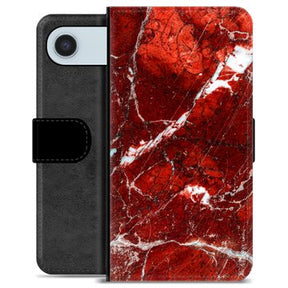iPhone Air Premium Flip Cover med Pung - Rød Marmor