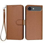 iPhone Air Premium Wallet-etui med rem - kulfiberstruktur - Kulstofkaffe