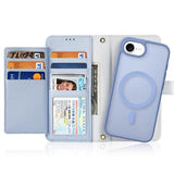 iPhone 16e/17e Dux Ducis Lawa Pung læderetui m. magnetisk cover - babyblå