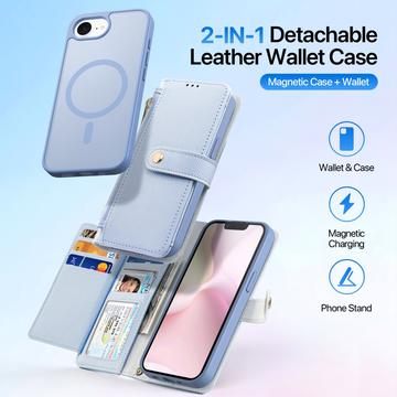 iPhone 16e/17e Dux Ducis Lawa Pung læderetui m. magnetisk cover - babyblå