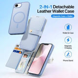 iPhone 16e/17e Dux Ducis Lawa Pung læderetui m. magnetisk cover - babyblå