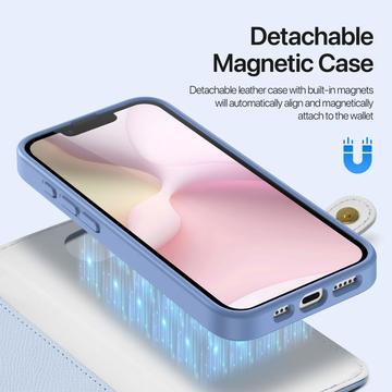 iPhone 16e/17e Dux Ducis Lawa Pung læderetui m. magnetisk cover - babyblå