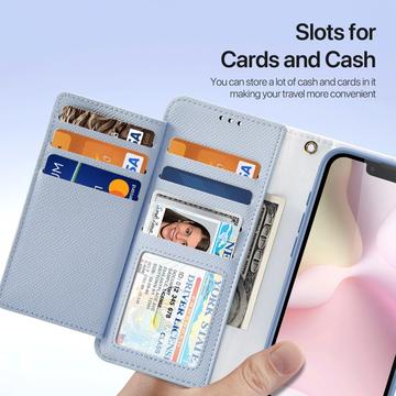 iPhone 16e/17e Dux Ducis Lawa Pung læderetui m. magnetisk cover - babyblå