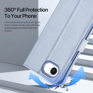 iPhone 16e/17e Dux Ducis Lawa Pung læderetui m. magnetisk cover - babyblå