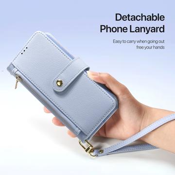 iPhone 16e/17e Dux Ducis Lawa Pung læderetui m. magnetisk cover - babyblå