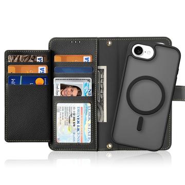 iPhone 16e/17e Dux Ducis Lawa Pung læderetui med magnetisk låg - sort
