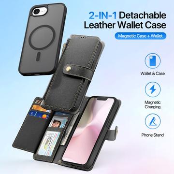 iPhone 16e/17e Dux Ducis Lawa Pung læderetui med magnetisk låg - sort