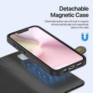 iPhone 16e/17e Dux Ducis Lawa Pung læderetui med magnetisk låg - sort