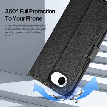 iPhone 16e/17e Dux Ducis Lawa Pung læderetui med magnetisk låg - sort