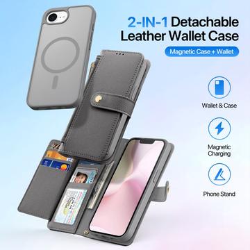 iPhone 16e/17e Dux Ducis Lawa Pung læderetui med magnetisk låg - grå