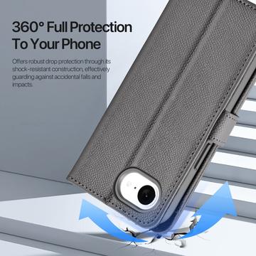 iPhone 16e/17e Dux Ducis Lawa Pung læderetui med magnetisk låg - grå