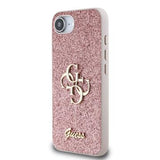 iPhone 16e/17e Guess Fixed Glitter 4G Metal Logo Cover - Pink