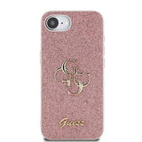 iPhone 16e/17e Guess Fixed Glitter 4G Metal Logo Cover - Pink