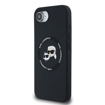 iPhone 16e/17e Karl Lagerfeld Karl and Choupette MagSafe Cover i flydende silikone - Sort