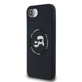 iPhone 16e/17e Karl Lagerfeld Karl and Choupette MagSafe Cover i flydende silikone - Sort