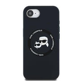 iPhone 16e/17e Karl Lagerfeld Karl and Choupette MagSafe Cover i flydende silikone - Sort