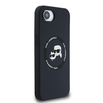 iPhone 16e/17e Karl Lagerfeld Karl and Choupette MagSafe Cover i flydende silikone - Sort