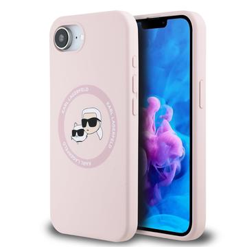 iPhone 16e/17e Karl Lagerfeld Karl and Choupette MagSafe Cover i flydende silikone - Pink