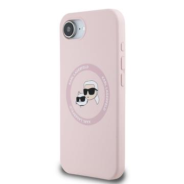 iPhone 16e/17e Karl Lagerfeld Karl and Choupette MagSafe Cover i flydende silikone - Pink
