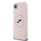 iPhone 16e/17e Karl Lagerfeld Karl and Choupette MagSafe Cover i flydende silikone - Pink