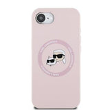 iPhone 16e/17e Karl Lagerfeld Karl and Choupette MagSafe Cover i flydende silikone - Pink