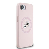 iPhone 16e/17e Karl Lagerfeld Karl and Choupette MagSafe Cover i flydende silikone - Pink