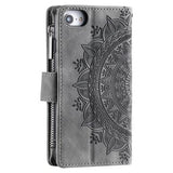 iPhone 16e/17e Mandala Series Etui med Pung - Grå