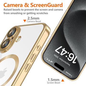 iPhone 16e/17e Tech-Protect MagFlex Cover - MagSafe-kompatibelt - Klar / Guld