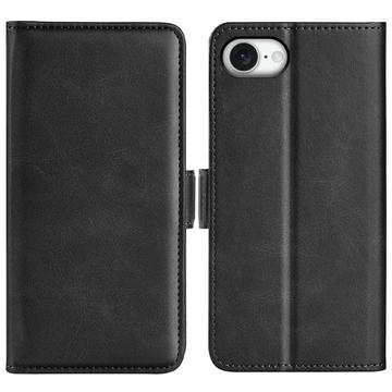 iPhone 16e/17e tegnebogsetui med magnetisk lukning - kalvetekstur - sort