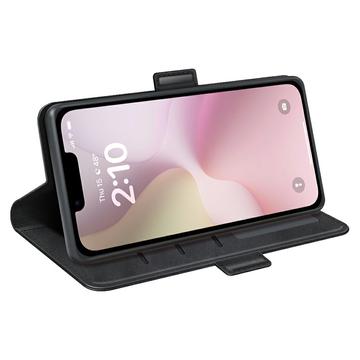 iPhone 16e/17e tegnebogsetui med magnetisk lukning - kalvetekstur - sort