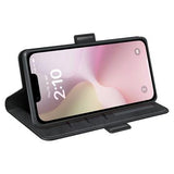 iPhone 16e/17e tegnebogsetui med magnetisk lukning - kalvetekstur - sort