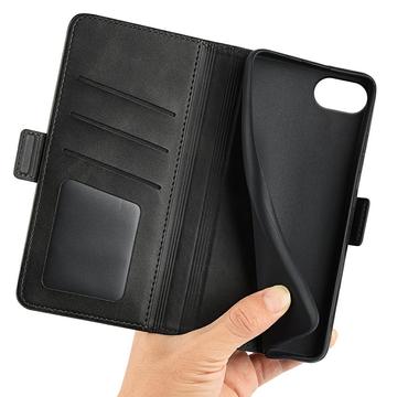 iPhone 16e/17e tegnebogsetui med magnetisk lukning - kalvetekstur - sort