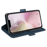 iPhone 16e/17e tegnebogsetui med magnetisk lukning - kalvetekstur - blå
