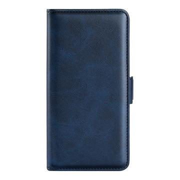 iPhone 16e/17e tegnebogsetui med magnetisk lukning - kalvetekstur - blå