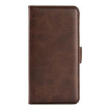 iPhone 16e/17e pungetui med magnetisk lukning - kalvetekstur - brun