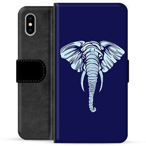 iPhone X / iPhone XS Premium Flip Cover med Pung - Elefant