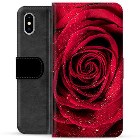iPhone X / iPhone XS Premium Flip Cover med Pung - Rose