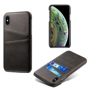 iPhone X/XS KSQ Belagt Plastikcover med Kortlommer - Sort