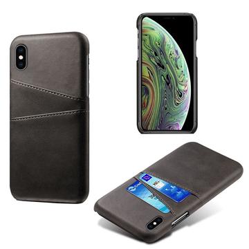 iPhone X/XS KSQ Belagt Plastikcover med Kortlommer - Sort
